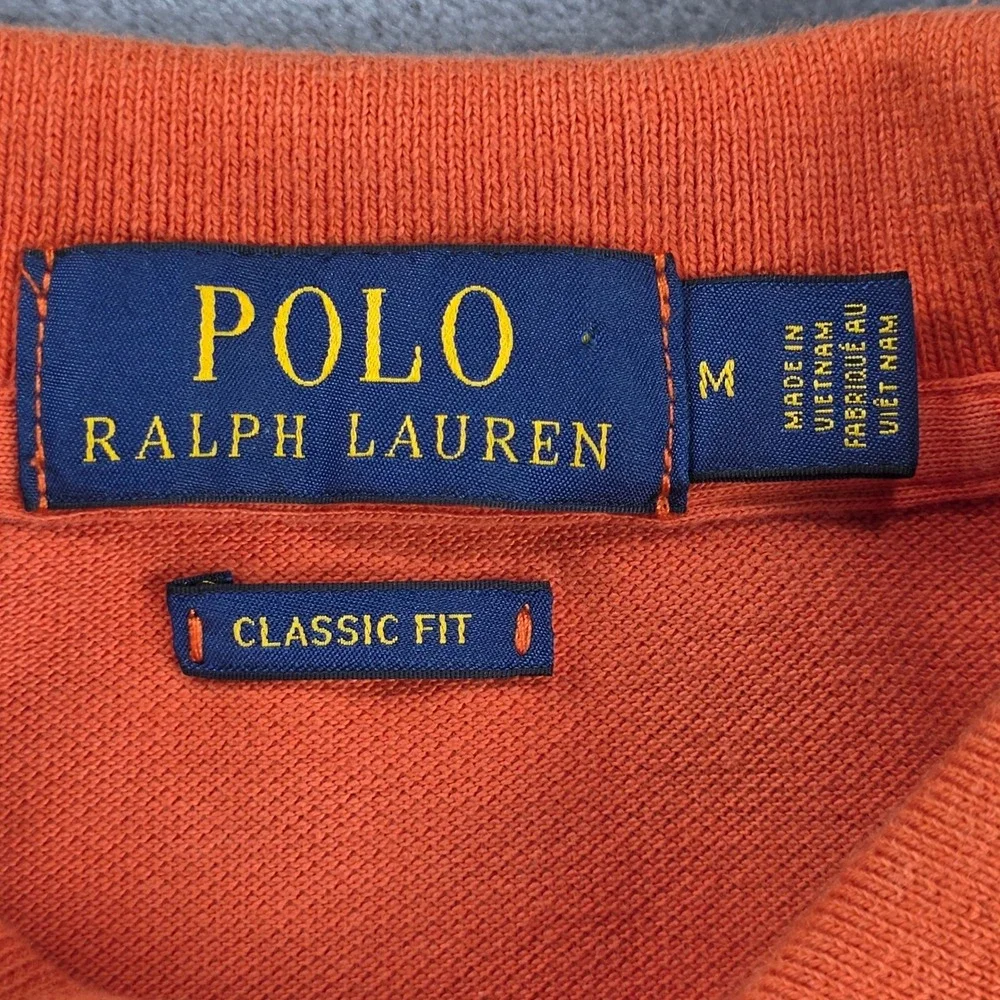 Polo Ralph Lauren Polo Shirt Mens Medium Orange Classic Fit Short Sleeve Pony